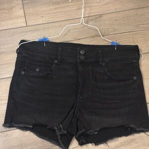 American Eagle Outfitters Black Distressed Denim Cutoff Shorts